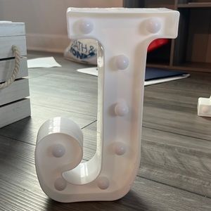 Light up letter J decor
